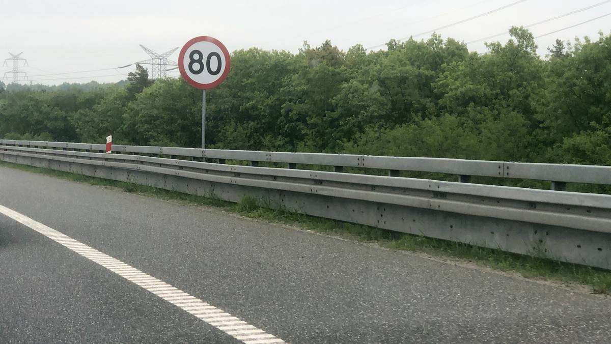 Ograniczenie prędkości do 80 km na godz. na A1