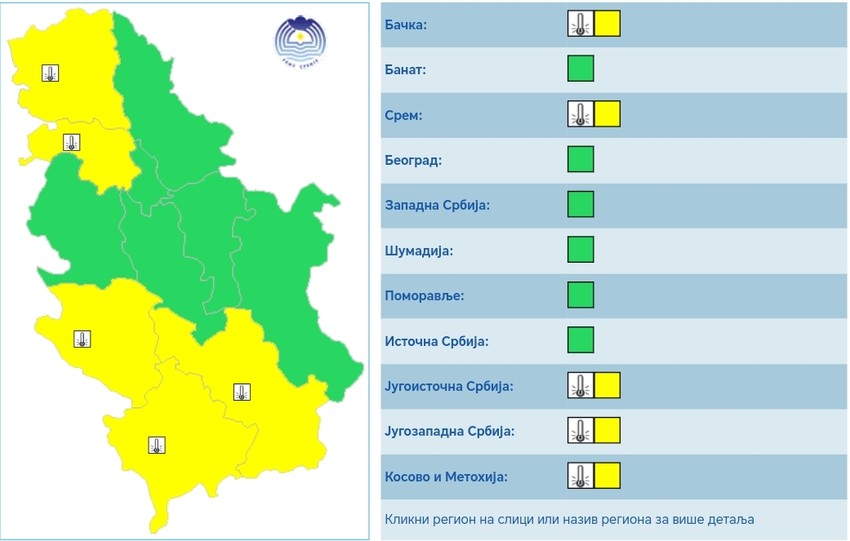 "Žuti" meteoalarm za sredu 9. april zbog ekstremno niskih temperatura