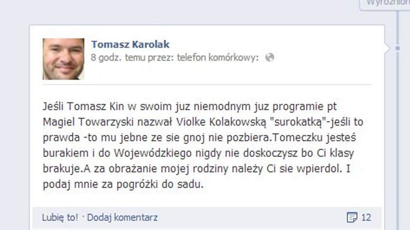 Tomasz Karolak grozi Kinowi