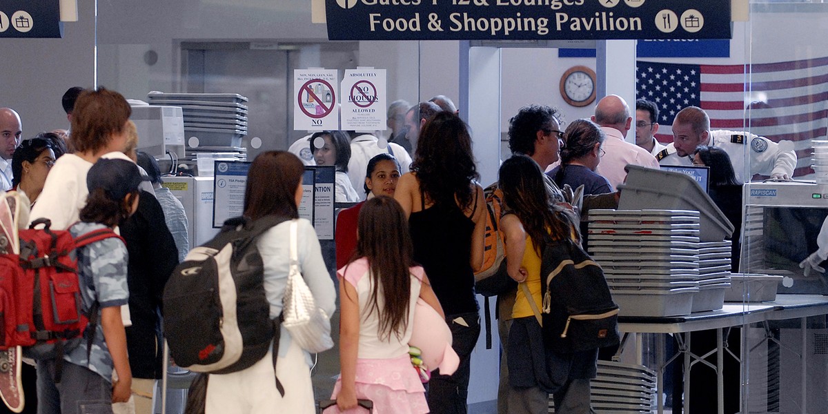 Security checkpoint at JFK International Airport in New York.