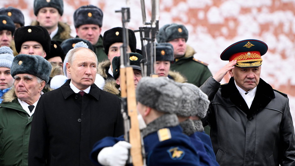 Władimir Putin w trakcie moskiewskich obchodów Dnia Obrońcy Ojczyzny, 23 lutego 2024 r.
