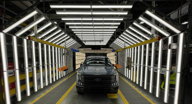 F-150 Lightning at Ford's Dearborn assembly factory.Nora Naughton