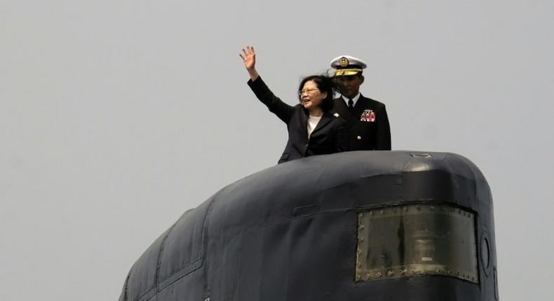 Taiwan's president Tsai Ing-wen launches a submarine-building project in Kaohsiung, March 21, 2017