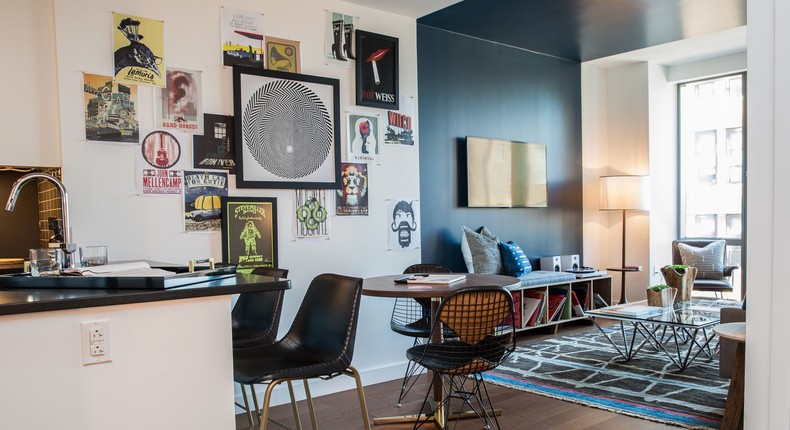 A one-bedroom apartment inside The Eugene in New York City.