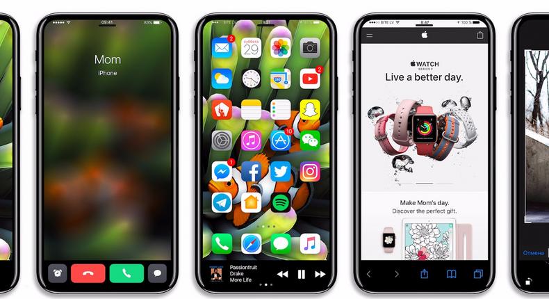 Digital renders imagining how the iPhone 8 might look, based on leaks.