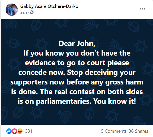 Gabby's Facebook post