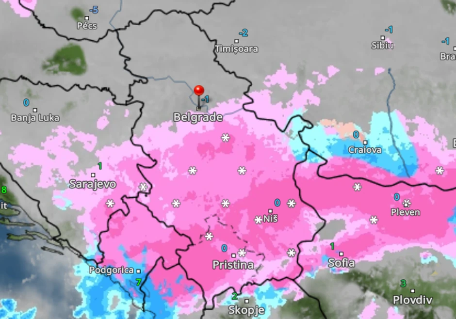 Kretanje snega u 20 časova