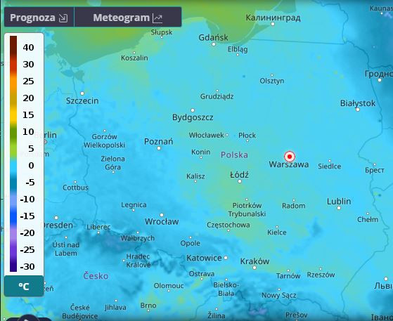 Przewidywana temperatura dla Polski na sobotę