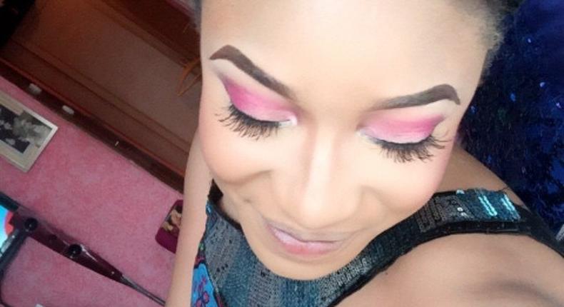 Tonto Dikeh showing off her new 'dog oriented' tattoo