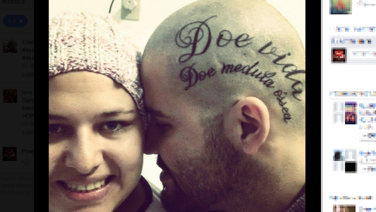 29-letni Cristiano Prudente zgolił włosy i zrobił sobie tatuaż na głowie. Wszystko dla siostry, która walczy z białaczką i potrzebuje drugiego przeszczepu szpiku - informuje globo.com.
