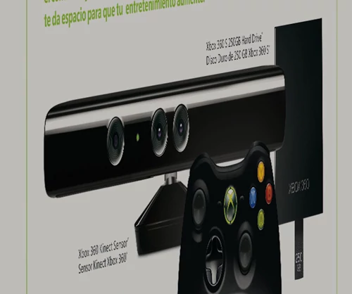 Fotka pudełka nowego Xboxa, która prezentuje dostępne akcesoria. Twardziel jest wśród nich. Obok między innymi zestaw Kinect