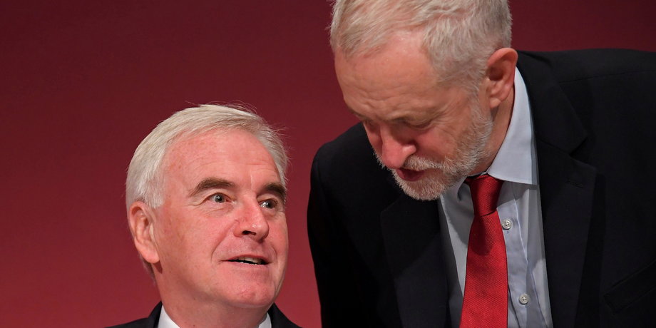 Shadow Chancellor John McDonnell (L) with Labour leader Jeremy Corbyn