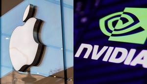 One analyst says Nvidia's market cap may blow past Apple's if the iPhone maker doesn't release generative AI products this year.Fernando Gutierrez-Juarez/Getty (L); NurPhoto/Getty