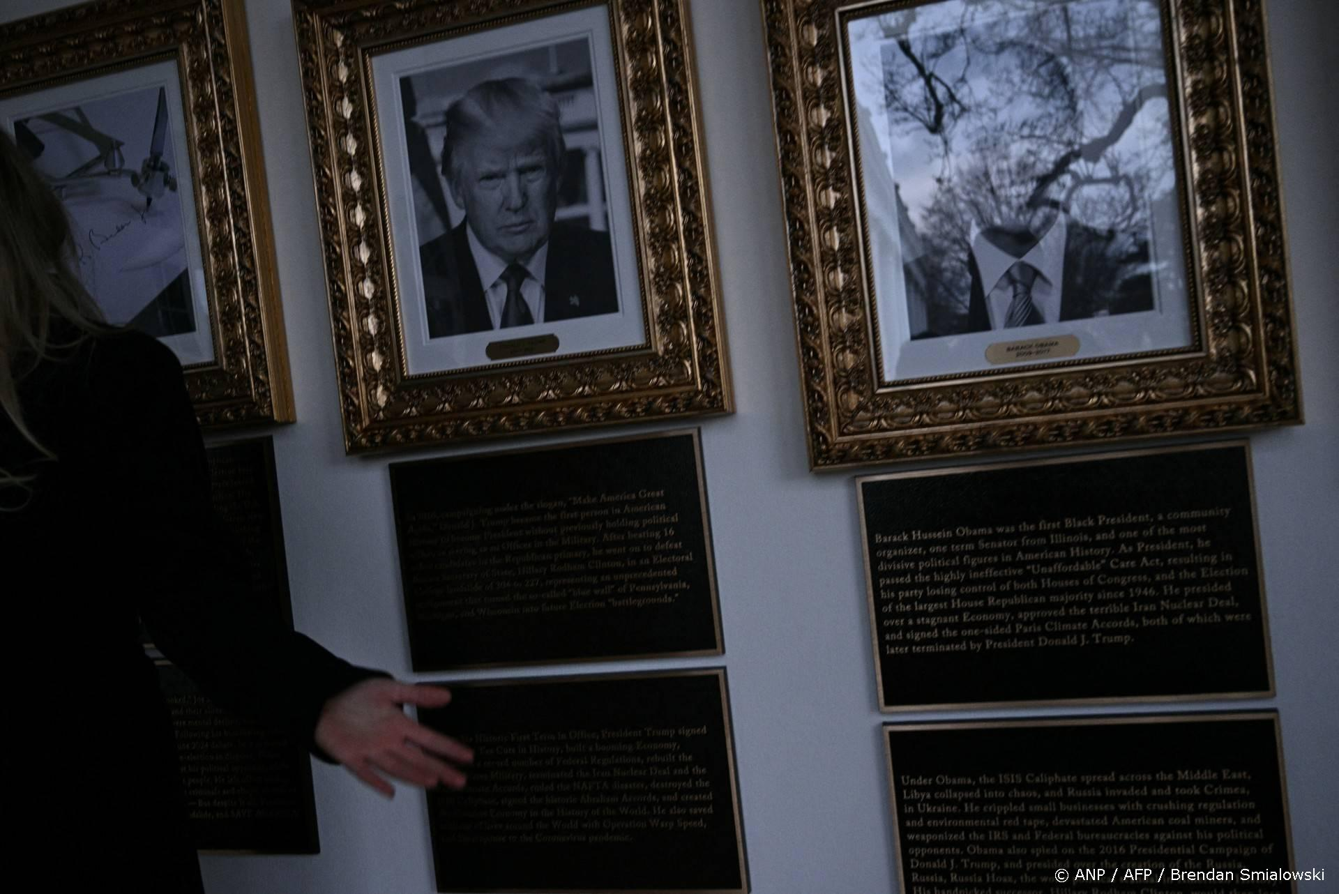 Trump: Biden 'slechtste president ooit' op een plaquette in het Witte Huis