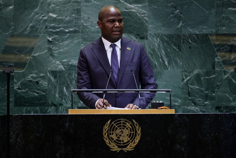 Mozambique's President Daniel Chapo speaks during the General Debate of the United Nations General Assembly at the UN headquarters in New York City on September 23, 2025. [Photo by LEONARDO MUNOZ/AFP via Getty Images]