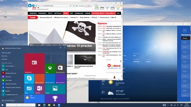 W Windows 10 build 10041 znajdziemy przezroczyste menu Start