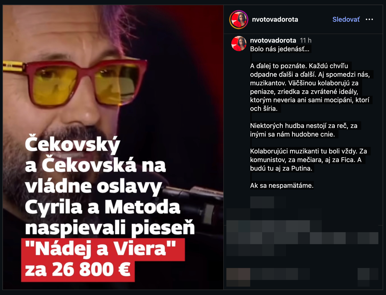 Na hudobníka Mariána Čekovského sa po vystúpení na slávnostiach skustila vlna kritiky. 