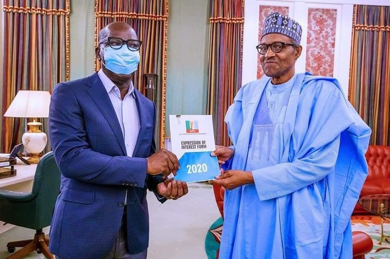 Obaseki pays President Buhari (Right) visit on June 1 after picking his nomination form (Presidency)