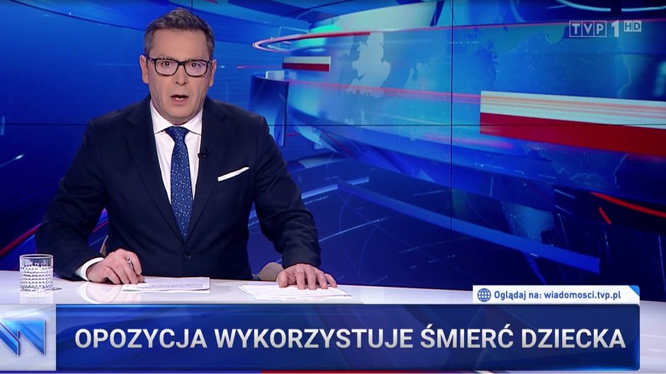 Print screen z wydania "Wiadomości" 7 marca 2023 r.