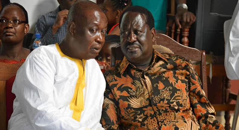 File image of ODM leader Raila Odinga (left) and his brother, Dr Oburu Oging