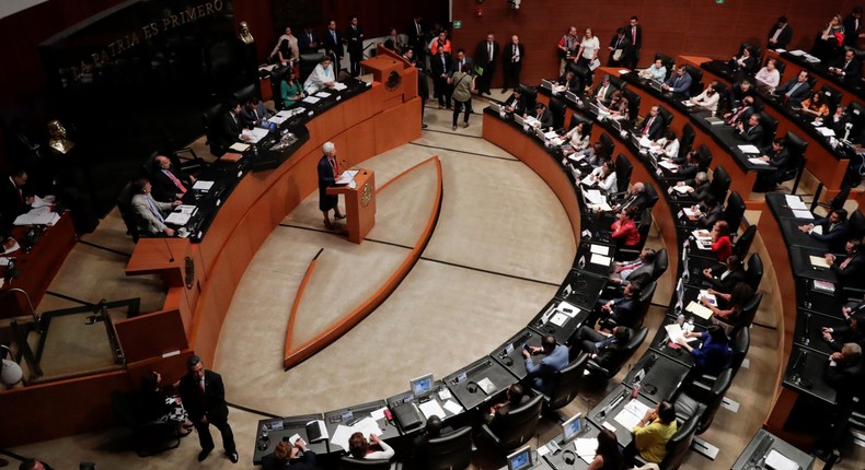 International Monetary Fund Managing Director Christine Lagarde during a plenary session in Mexico City, May 29, 2019.
