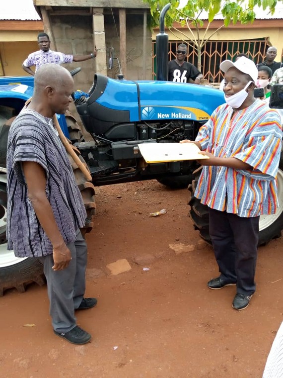 Bawumia surprises his former primary school teacher with brand new tractor