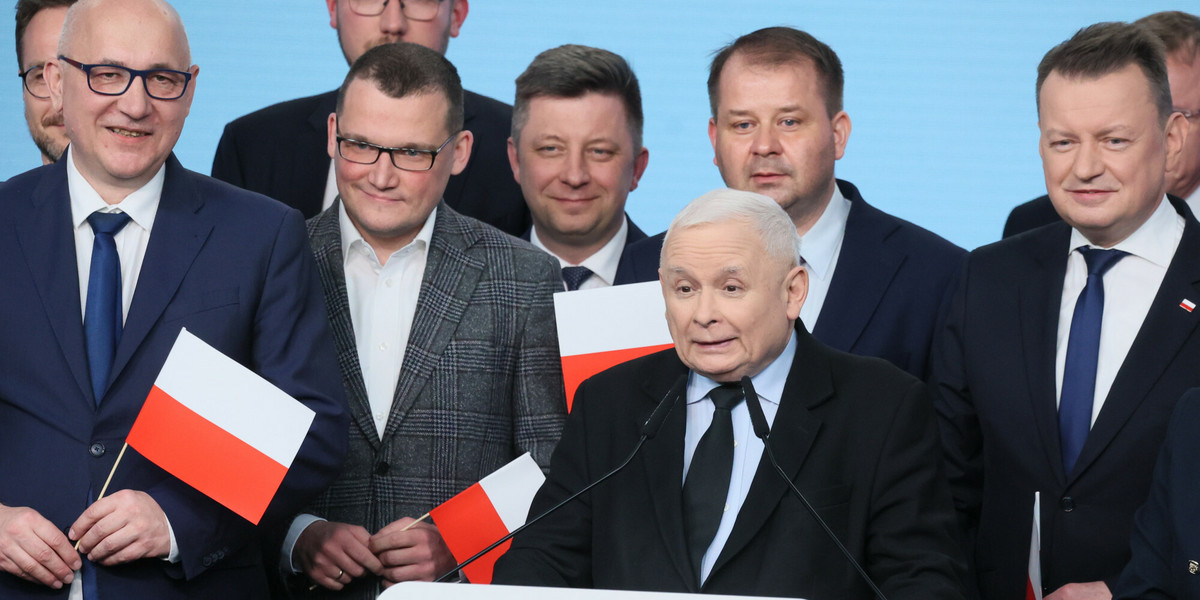 Jarosław Kaczyński w czasie wieczoru wyborczego