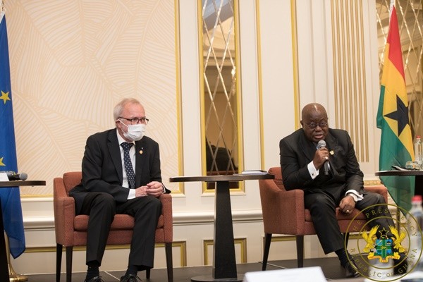President Nana Addo Dankwa Akufo-Addo with the President of the European Investment Bank, Dr Werner Hoyer