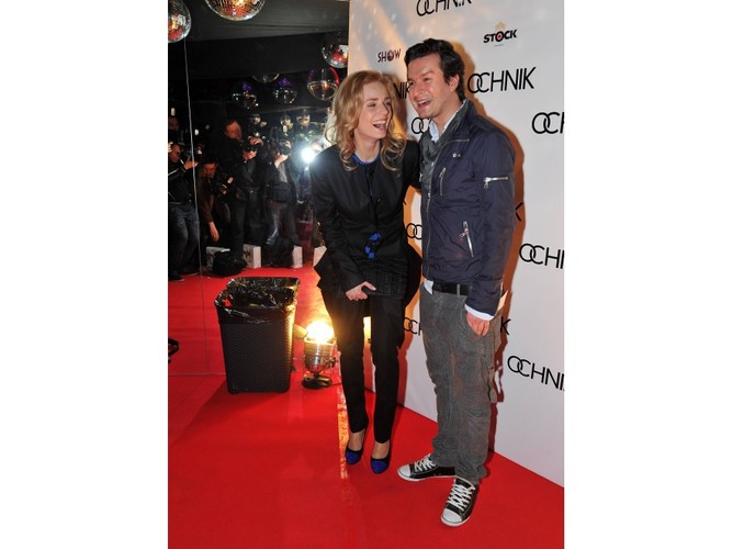 Aleksandra  Mikołajczyk i Daniel Wieleba na pokazie kolekcji Ochnik