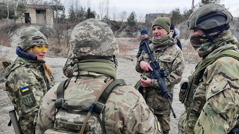 Jehor Sobolew podczas ćwiczeń ukraińskiej obrony terytorialnej.