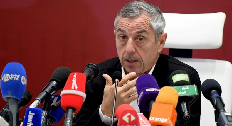 Tunisia coach and former France star Alain Giresse speaks to the media ahead of the Africa Cup of Nations in Egypt