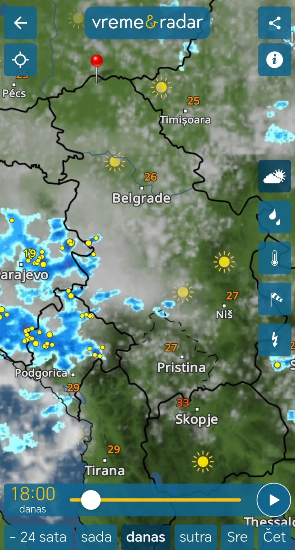 Početak padavina u Srbiji u ponedeljak