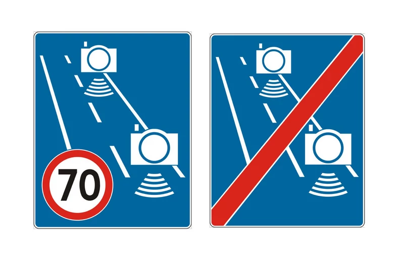 Nowe znaki informujące o odcinkowym pomiarze prędkości