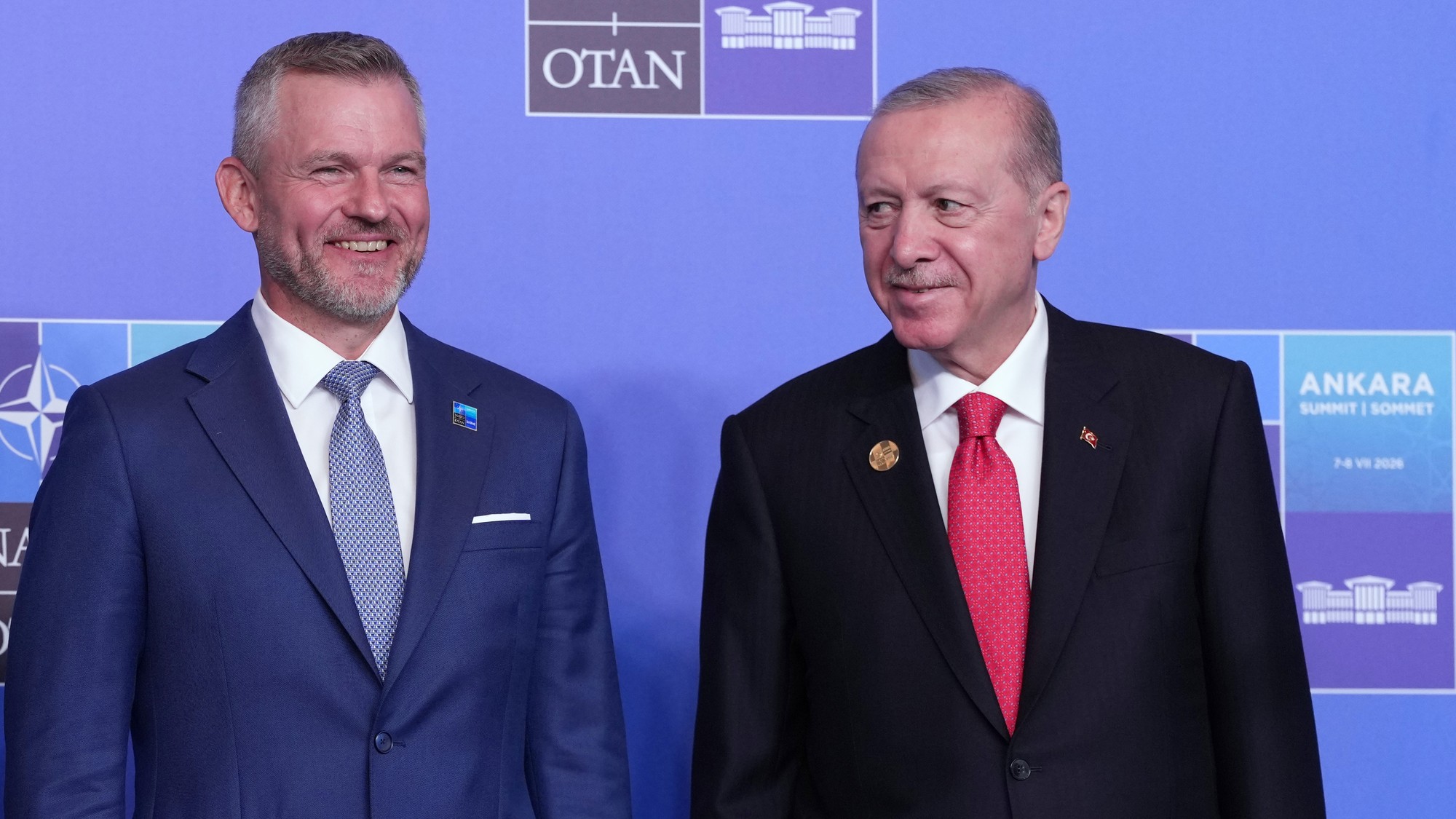 Slovenský prezident Peter Pellegrini a turecký prezident Recep Tayyip Erdogan. 