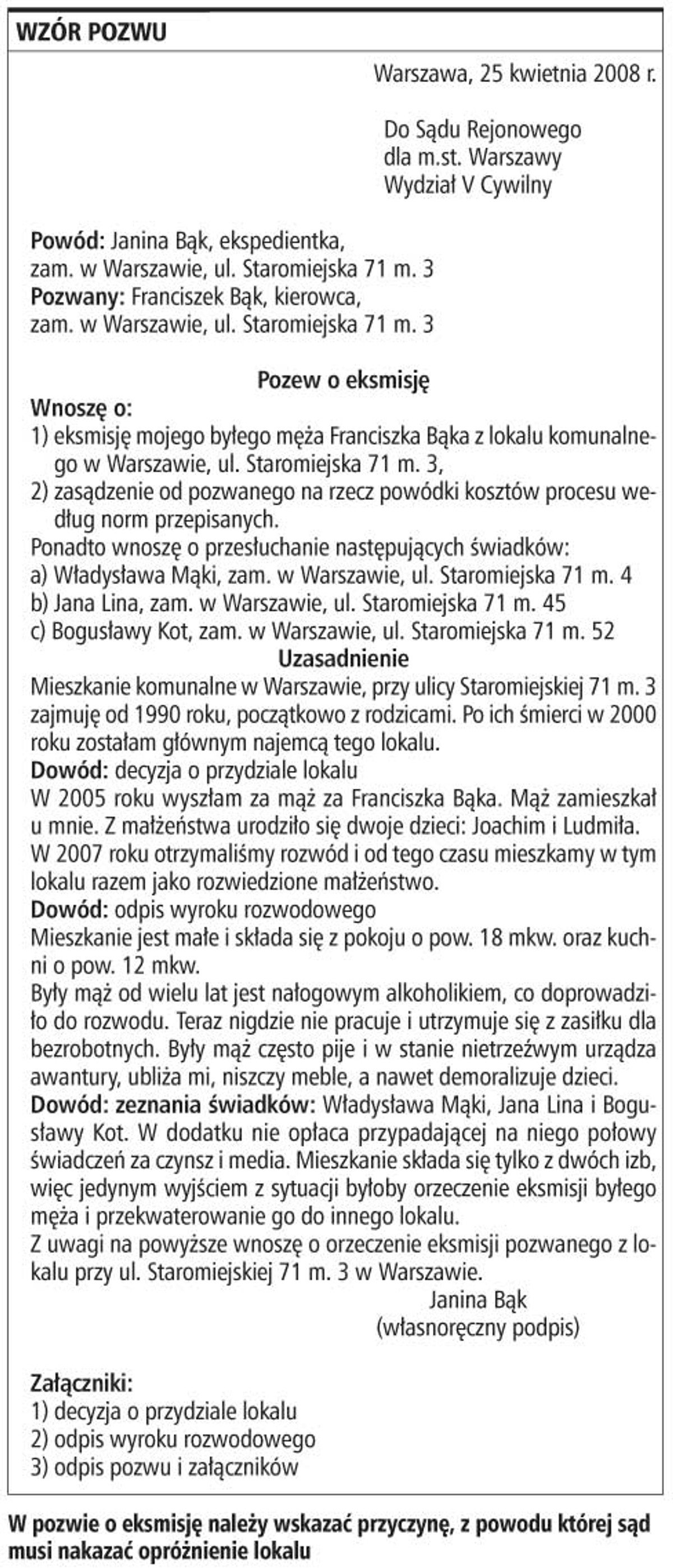 Wzór pozwu