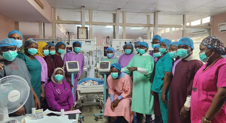The twin babies were delivered at the Department of Obstetrics and Gynaecology of the Lagos State University Teaching Hospital, Ikeja [LASUTH]