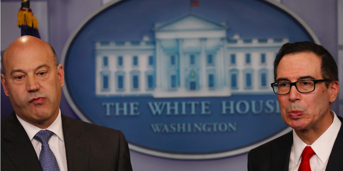White House Economic Adviser Gary Cohn, Treasury Secretary Steve Mnuchin