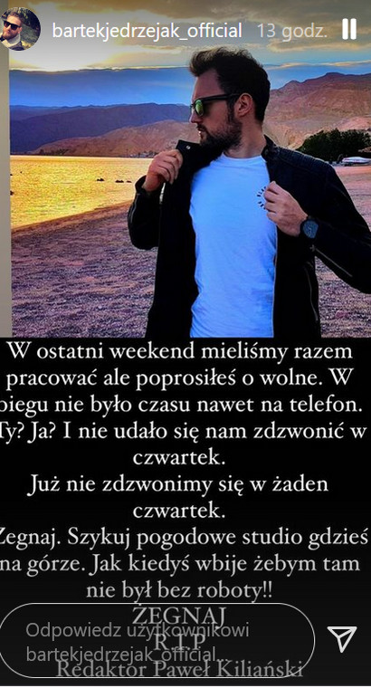 Bartek Jędrzejak żegna przyjaciela