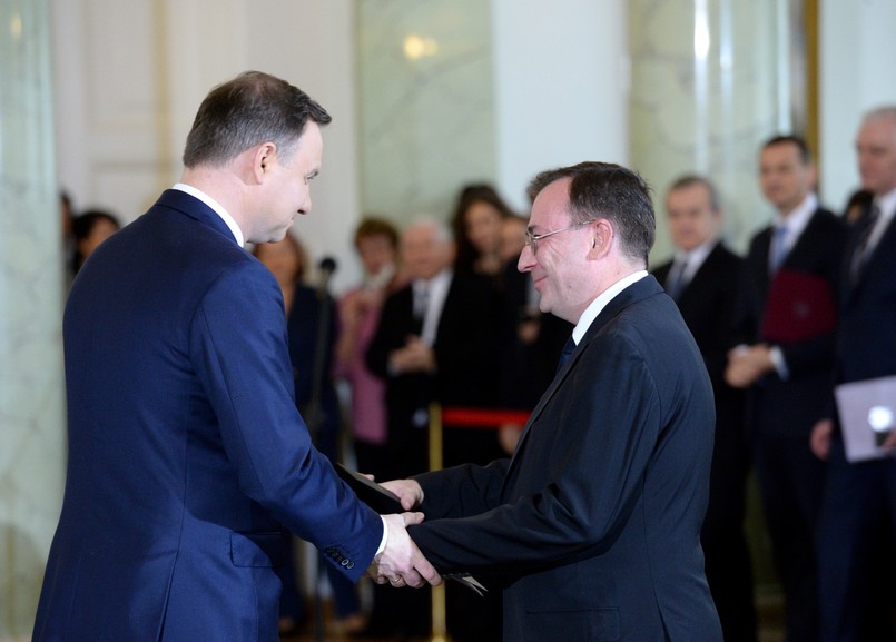 Prezydent Andrzej Duda i minister w KPRM, koordynator służb specjalnych Mariusz Kamiński
