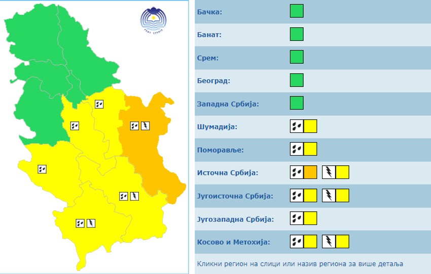 Meteoalarm za petak
