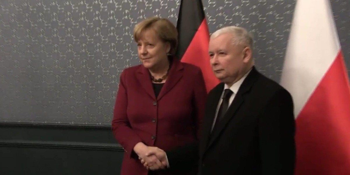 Jarosław Kaczyński i Angela Merkel