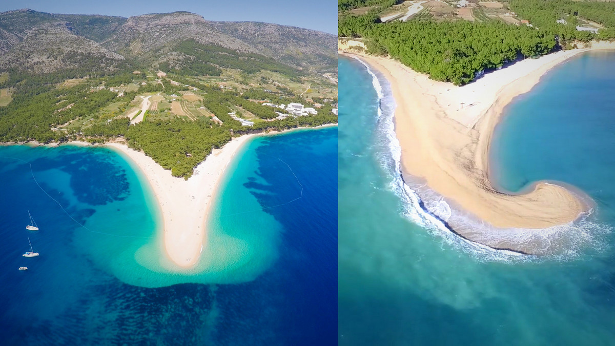 Plaża Zlatni Rat na wyspie Brač w ostatnich dniach uległa zaskakującej przemianie. Co się stało, że jedna z najsłynniejszych chorwackich plaż nie do poznania zmieniła swój kształt?