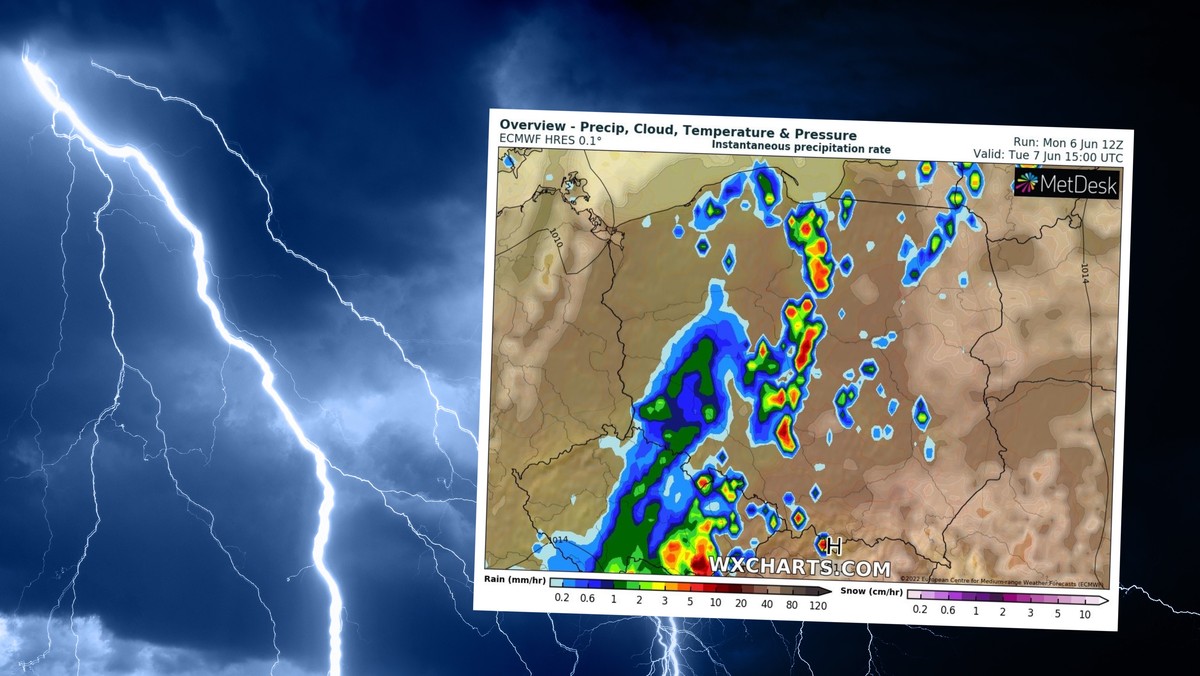 Pogoda na wtorek, 7 czerwca. Alerty w połowie kraju. Przejdą burze z gradem