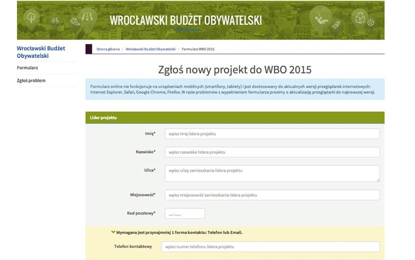 Tak wygląda formularz WBO