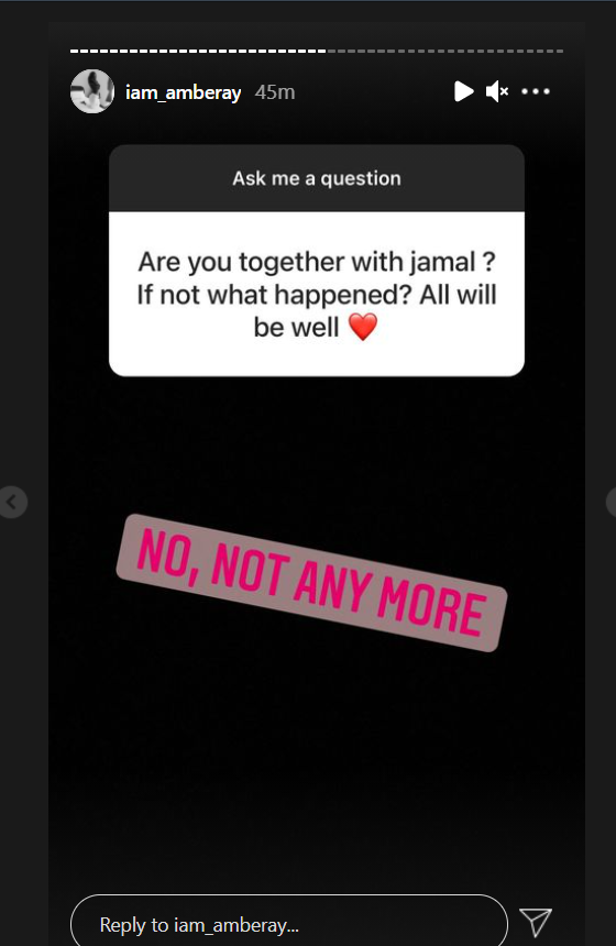 Amber Ray confirms breakup with Hubby Jamal after days of speculations 