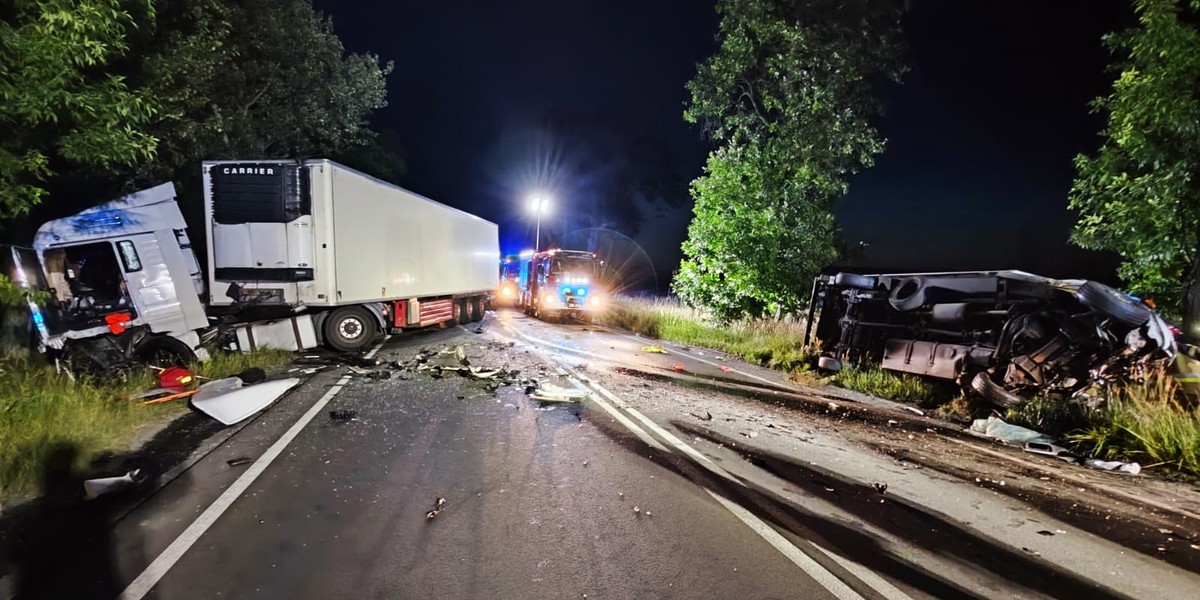 Pątnów koło Wielunia. Czołowe zderzenie z tirem.