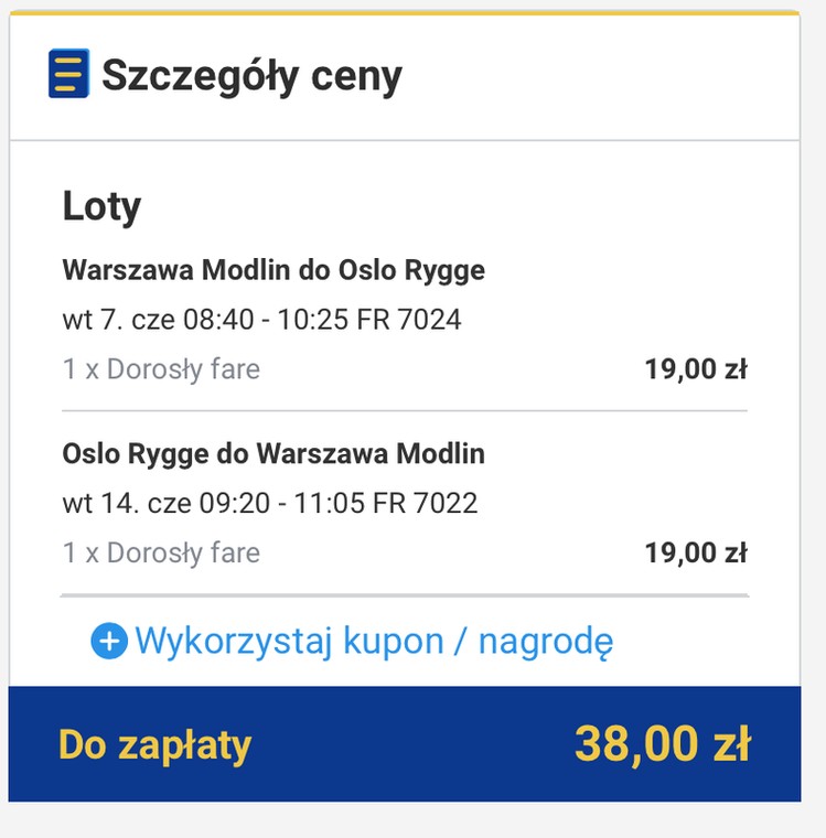 38 PLN , fot. Ryanair