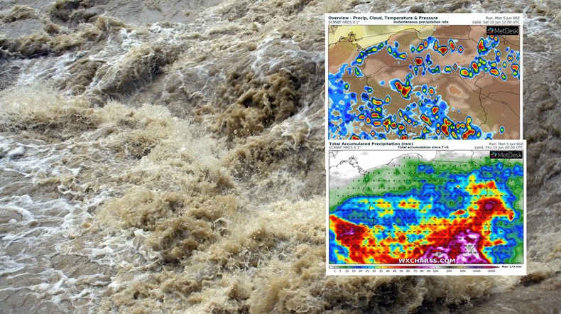 Kolejne dni przyniosą bardzo dużo deszczu i gwałtownych burz ( mapy: wxcharts.com)