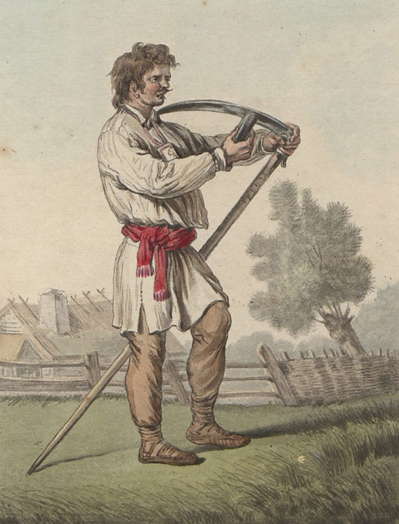 XVIII-wieczny polski chłop przy pracy