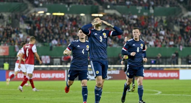 Spot on: Lyndon Dykes's penalty earned Scotland a crucial 1-0 win in Austria Creator: HERBERT NEUBAUER